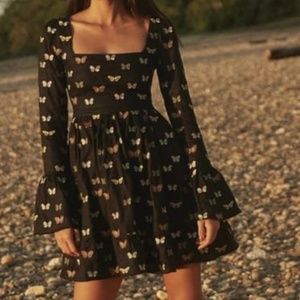 Agua by Agua Bendita Curuba Mariposario Mini Dress, Black